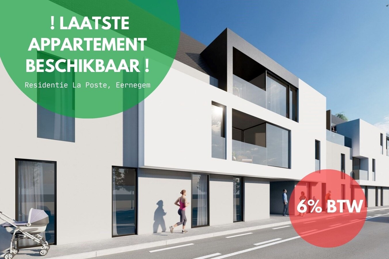 Uniek nieuwbouw appartement met 2 slaapkamers en veel zonlicht te Eernegem 