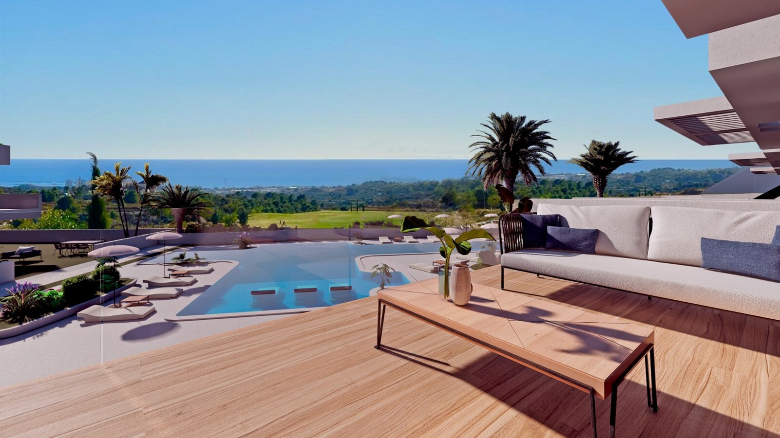 Luxe appartement met grote terrassen aan golfbaan in Finestrat 