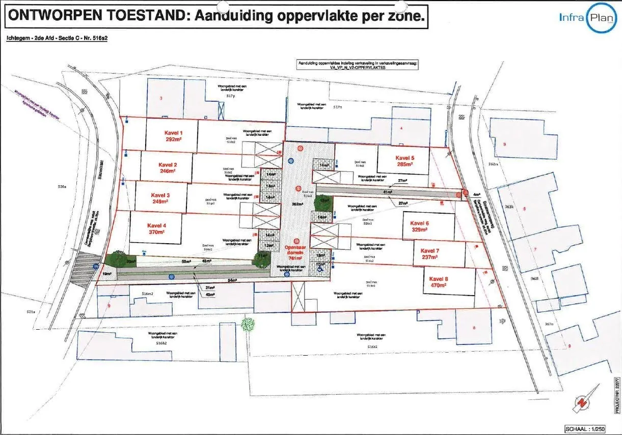 Perceel bouwgrond (329 m²) bestemd voor halfopen bebouwing nabij centrum Eernegem