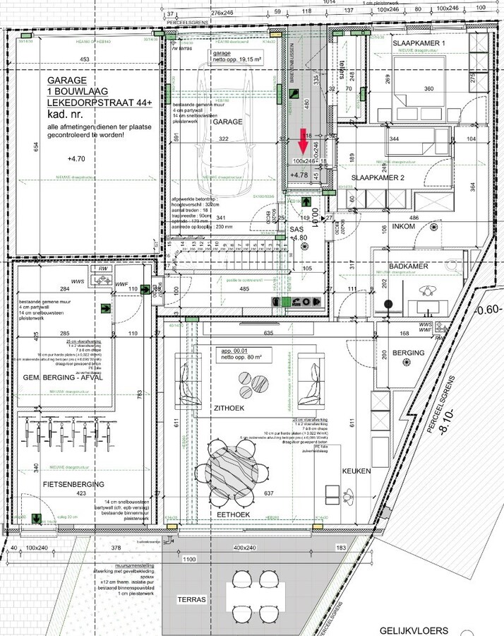 Gelijkvloers appartement met garage te Leke 