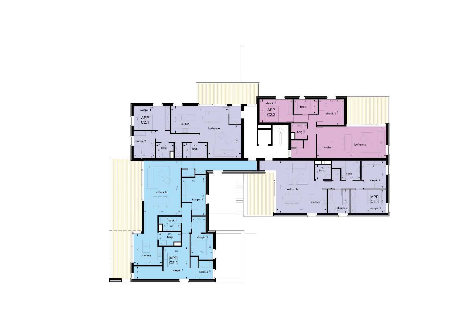 Nieuwbouwappartement met drie slaapkamers en terras van 53,60m&#178; 