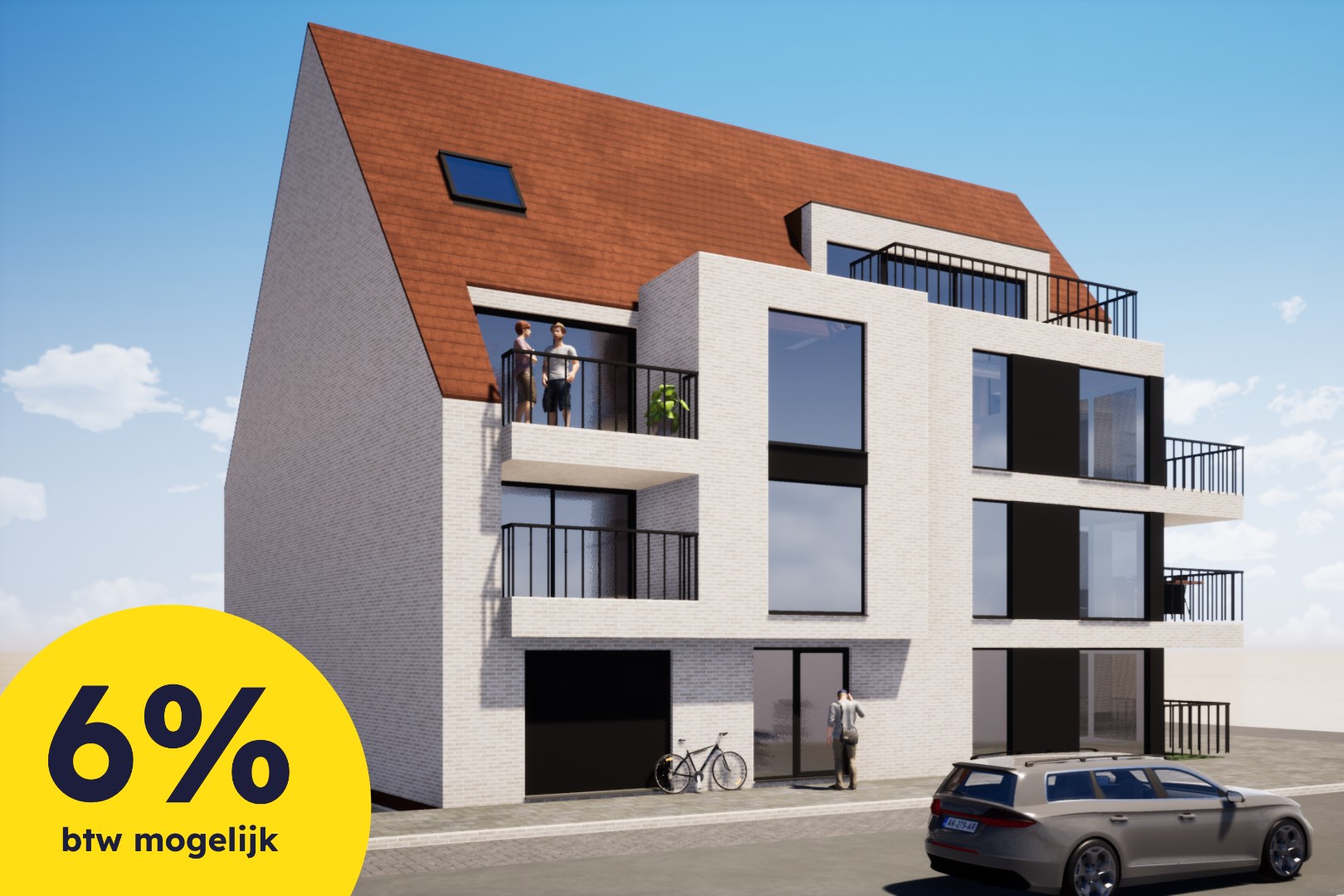 Ruim nieuwbouw appartement op tweede verdieping in centrum Oudenburg 