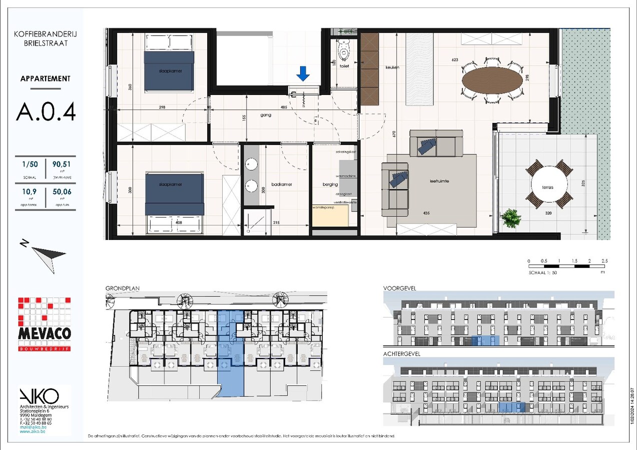 Gelijkvloers appartement met 2 slaapkamers en tuin 