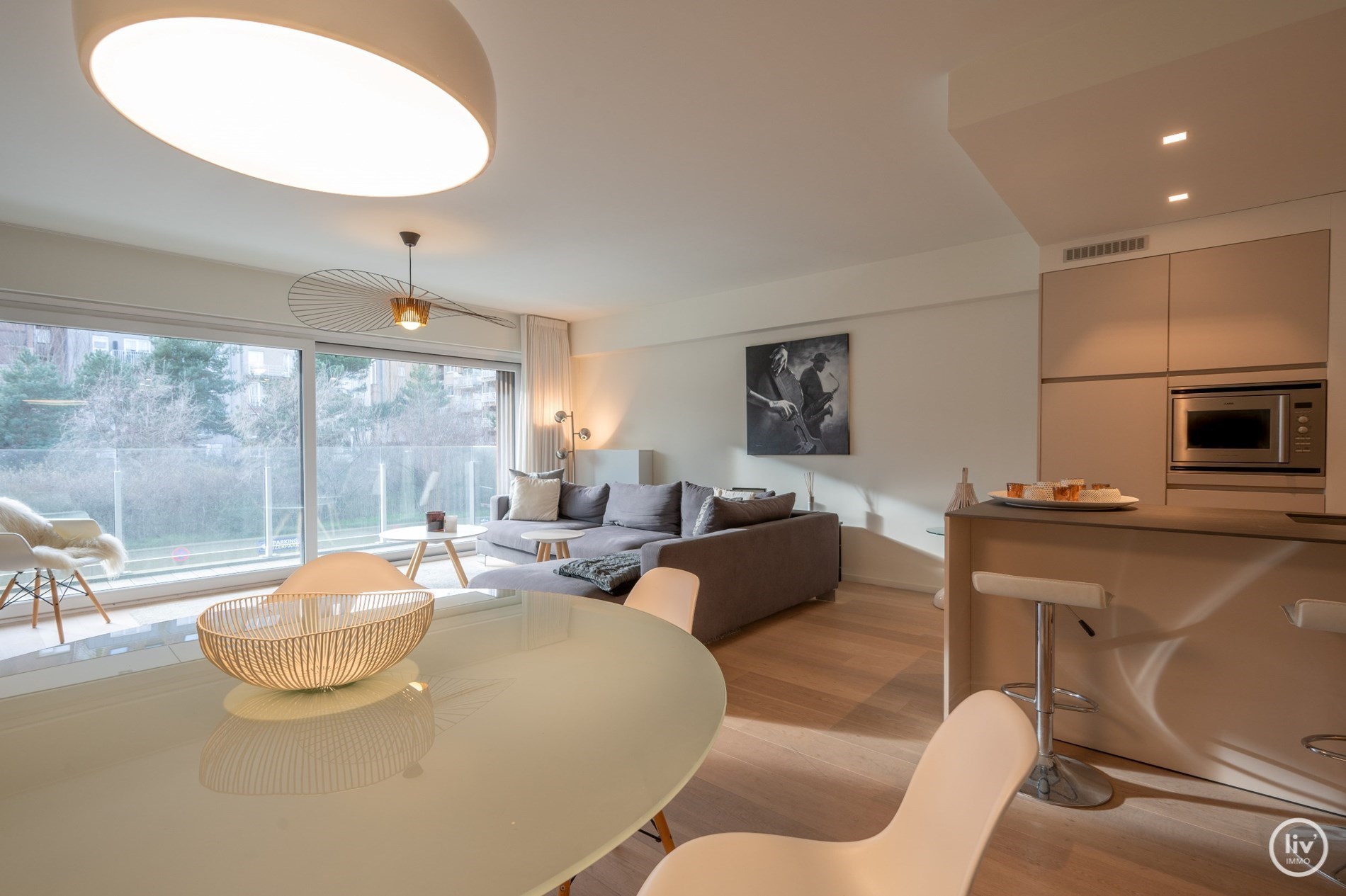 R&#233;cent (2015) appartement uitzonderlijk goed gelegen met open zicht over het Ijzerpark te Knokke. 