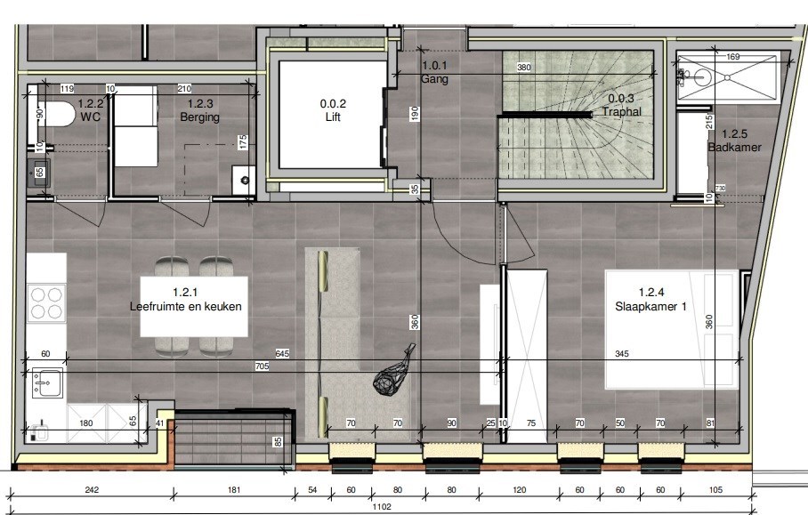 Nieuwbouw appartement met 1 slaapkamer en terras te Desselgem. 