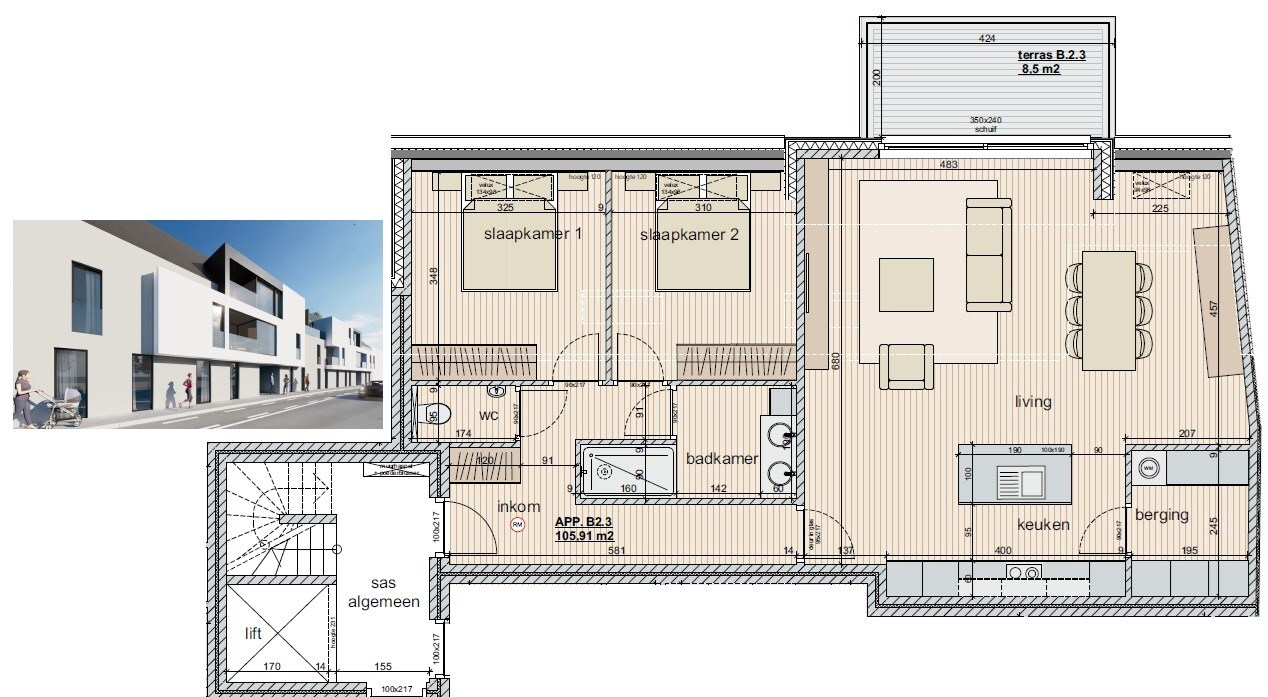 Uniek nieuwbouw appartement met 2 slaapkamers en veel zonlicht te Eernegem 