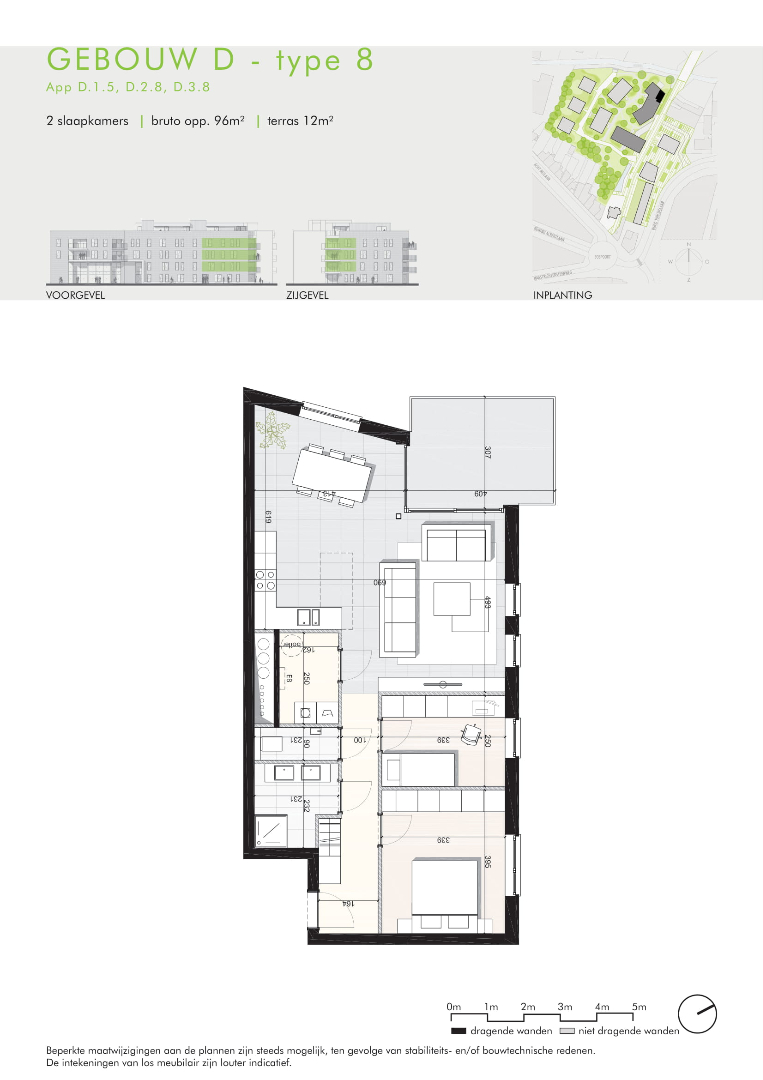Type 8: Nieuwbouwappartement van 96m&#178; met twee slaapkamers en mooi terras 