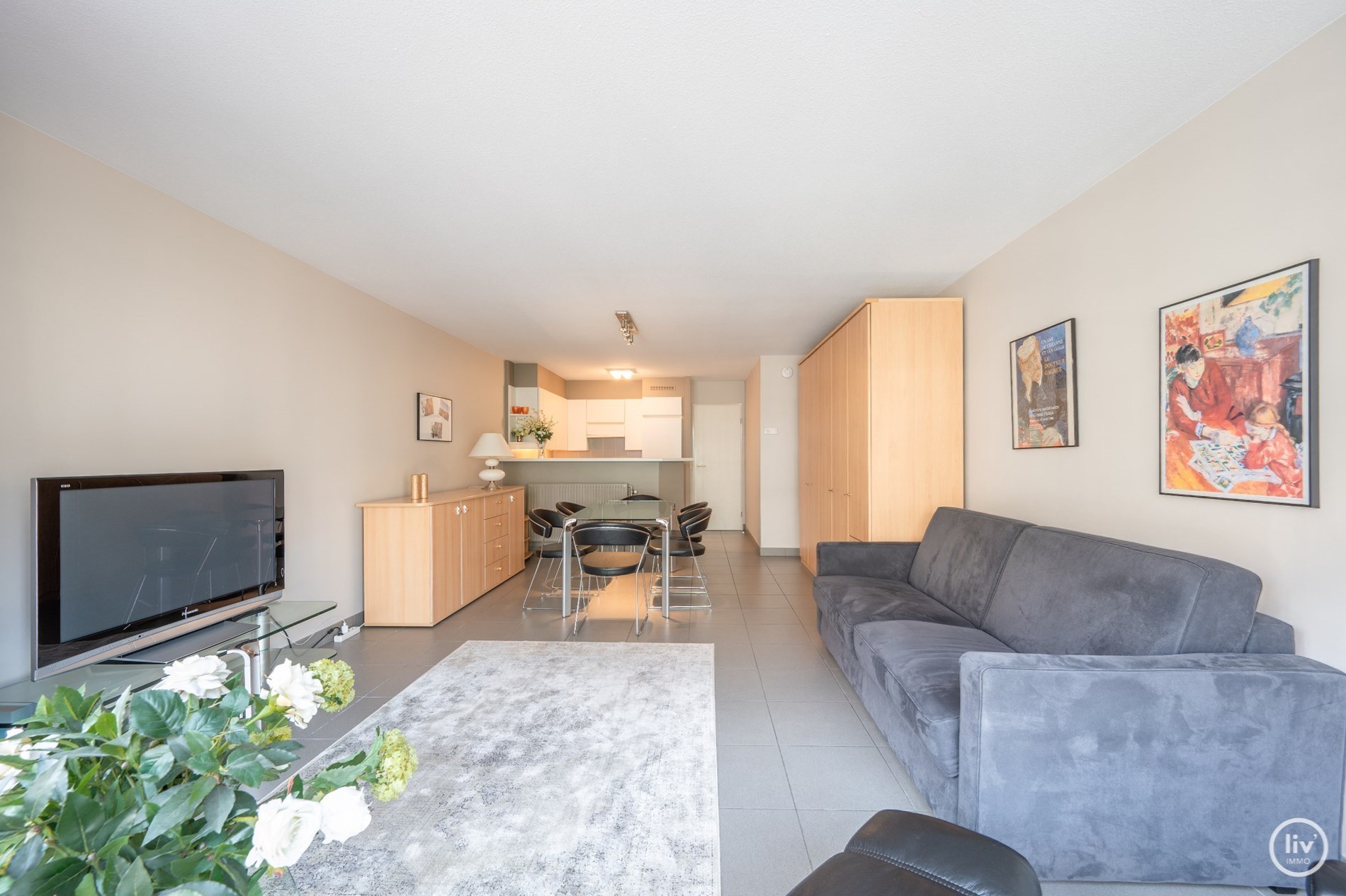Ruim 1 slaapkamer-appartement op een topligging op de Bayauxlaan te Knokke. 