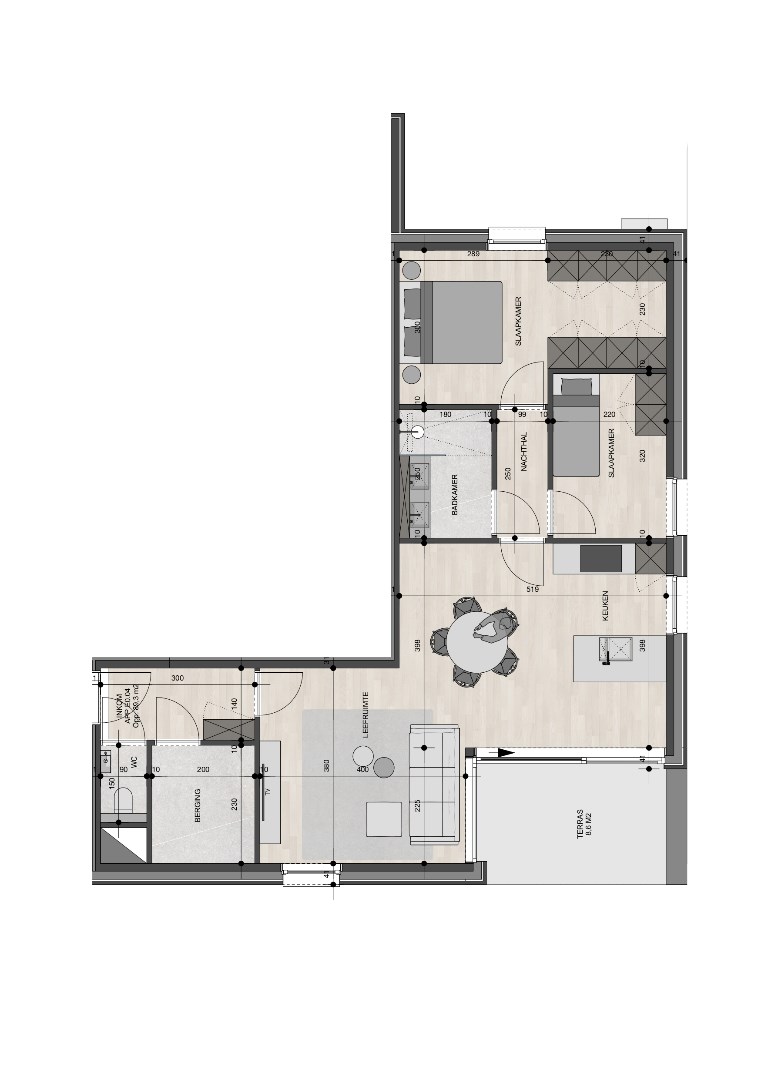 Gelijkvloers appartement van 94,75m&#178; met twee slaapkamers 