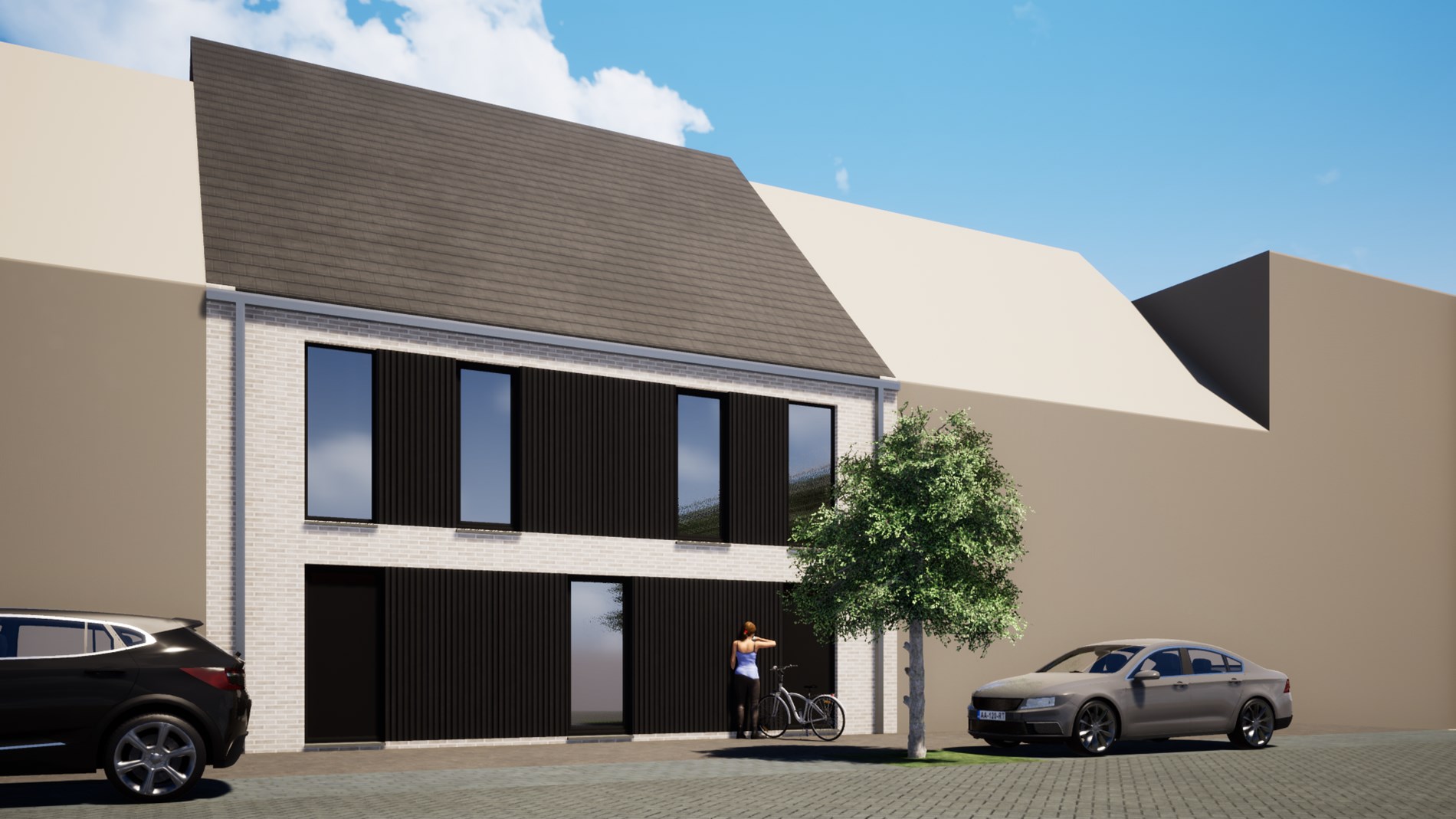 Ruime nieuwbouw stadswoning in centrum Zandvoorde (Oostende) 