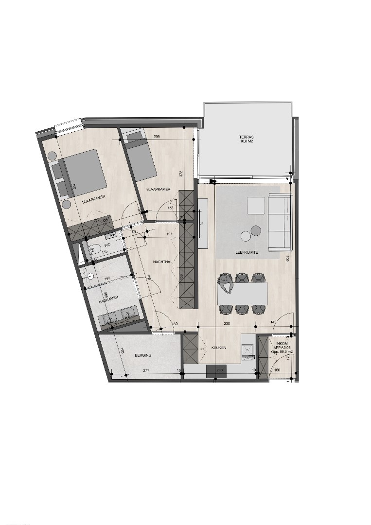 Appartement op de 3de verdieping van 89m&#178; met twee slaapkamers 