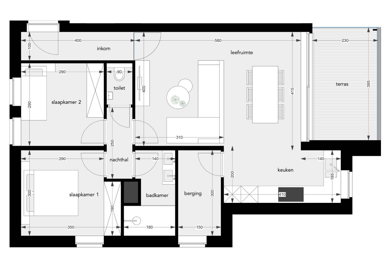 APPARTEMENT 1.1 : 83,01 m2 - 1640 SINT-GENESIUS-RODE 