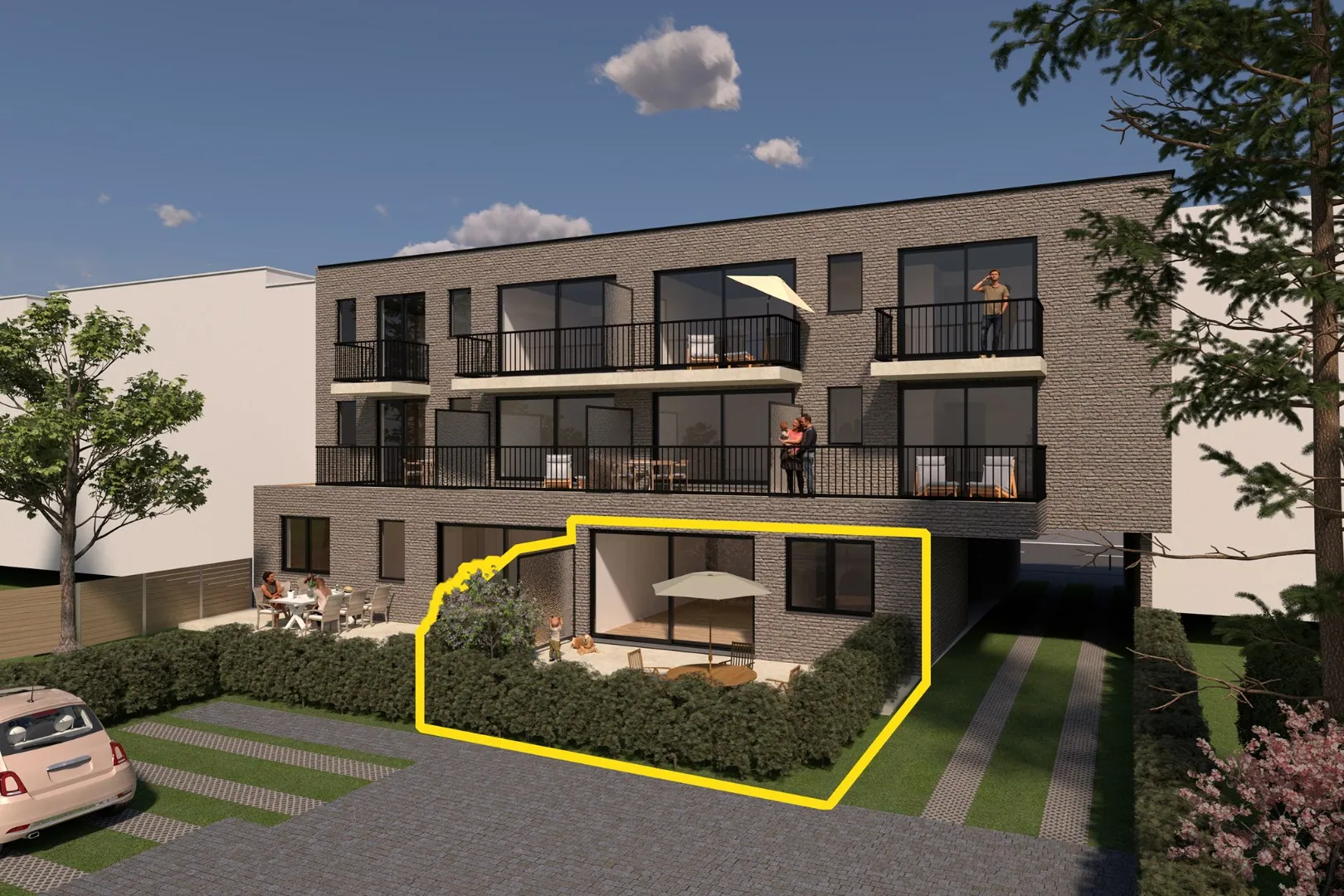 3-slaapkamer appartement met tuin op het gelijkvloers