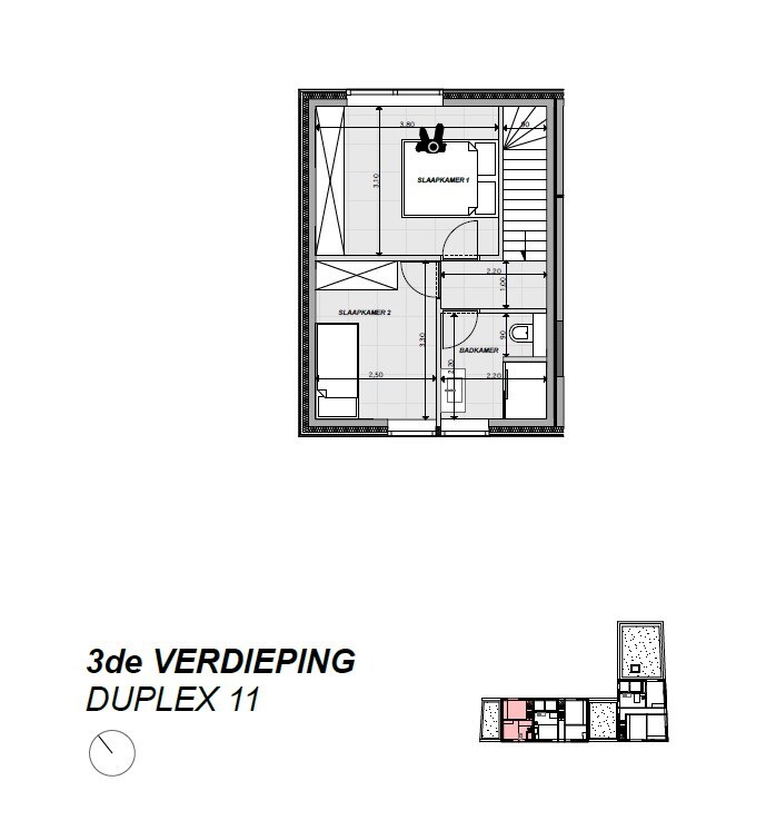 Duplex appartement met twee slaapkamers 