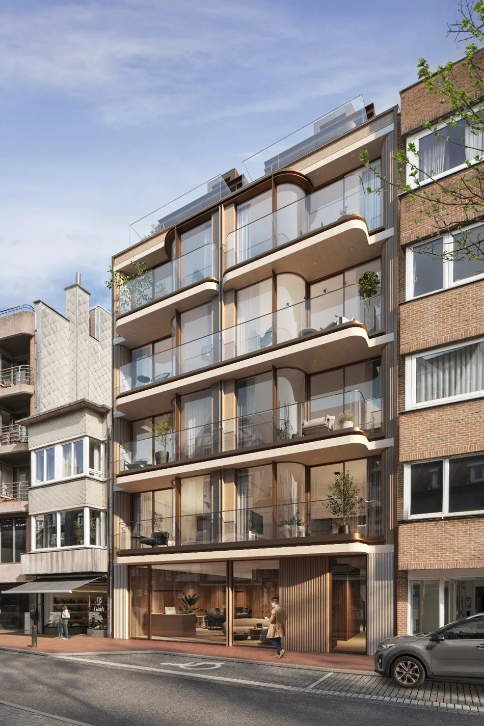 Ruim (90 m2) nieuwbouw appartement met 2 slaapkamers en terras gelegen  op de Lippenslaan in hartje van Knokke.