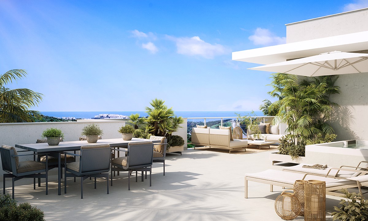 Ontdek ABRIL...een oase van elegantie en rust aan de Costa del Sol in Do&#241;a Julia, Casares. Luxe appartementen en penthouses met ruime terrassen en een prachtige zeezichten 