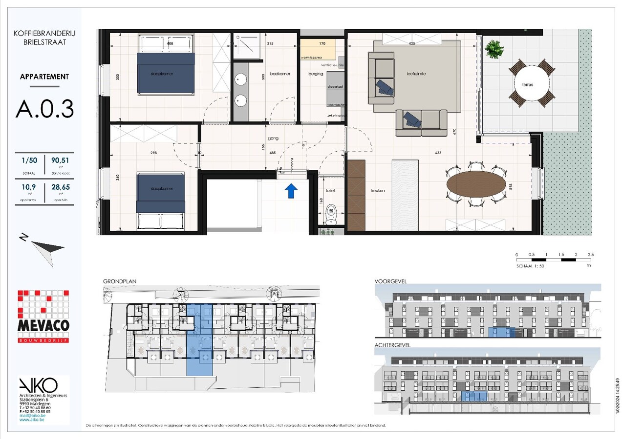 Gelijkvloers appartement met 2 slaapkamers en tuin 