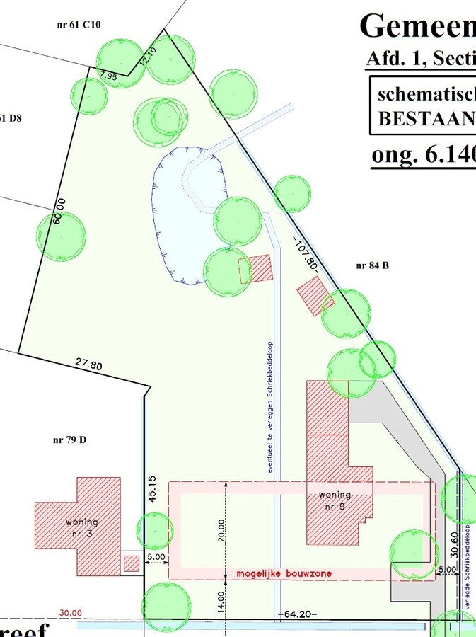 Te verkavelen grond van 6.140 m&#178; met 64,20 meter langsheen de straat te Zoersel 