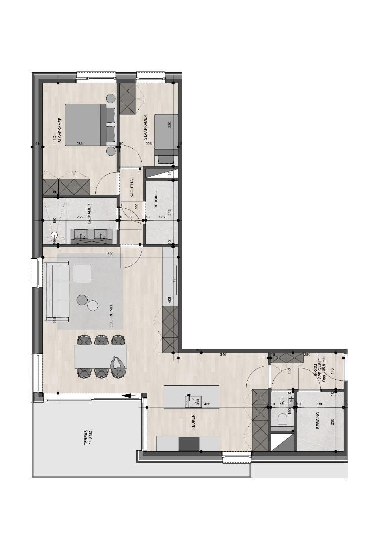 Appartement op de 1ste verdieping van 105,80m&#178; met twee slaapkamers 