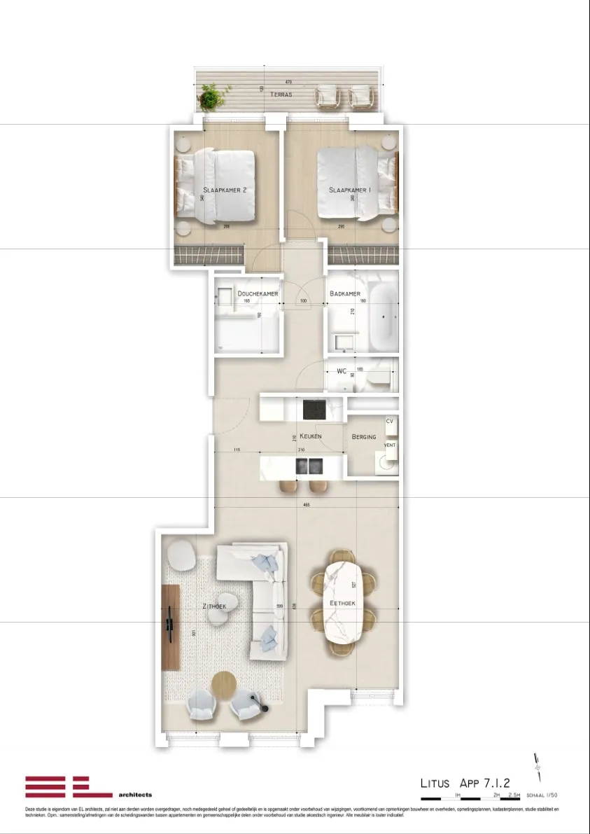 ONGEMEUBELD: Res. Litus - Alfred Verweeplein: Nieuw appartement met 2 slaapkamers en aangenaam terras. 