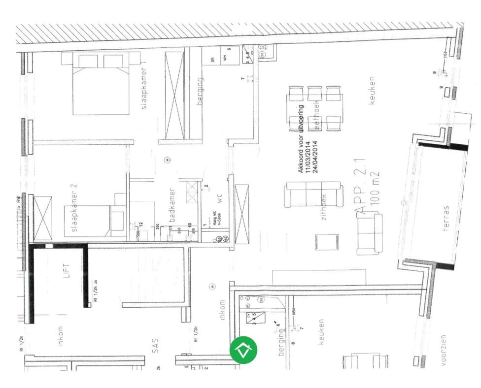 Charmant 2-slaapkamerappartement met garage en extra berging aan markt Kortemark 