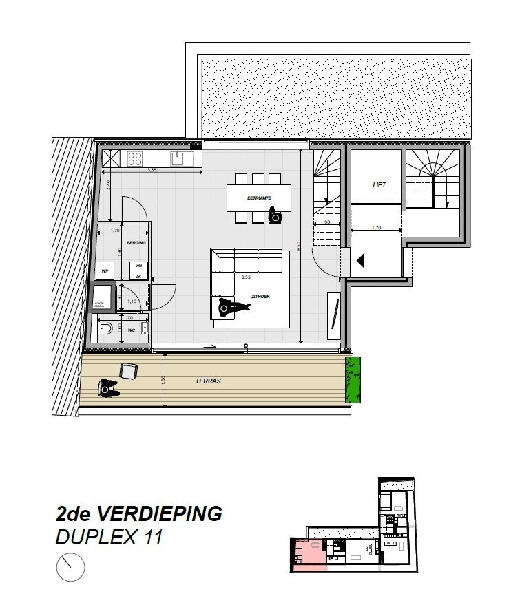 Duplex appartement met twee slaapkamers 