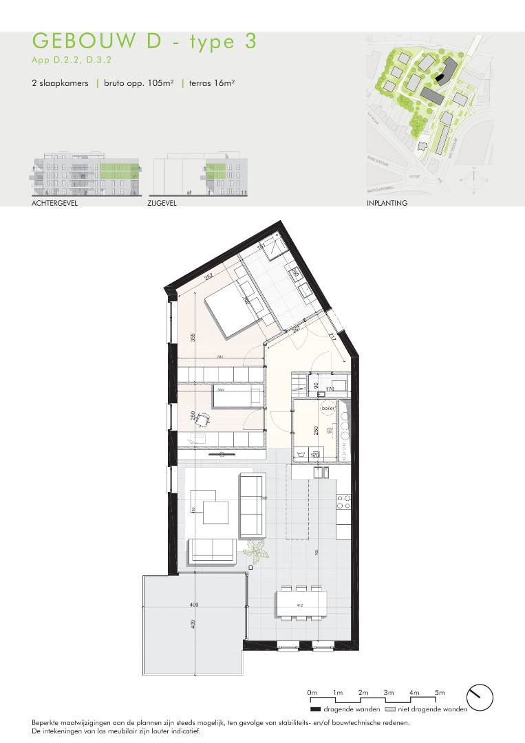 Type 3: Nieuwbouwappartement van 105m&#178; met twee slaapkamers en mooi terras 