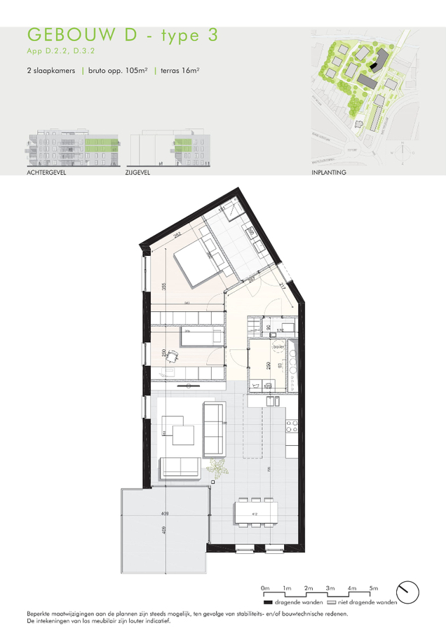 Type 3: Nieuwbouwappartement van 105m&#178; met twee slaapkamers en mooi terras 