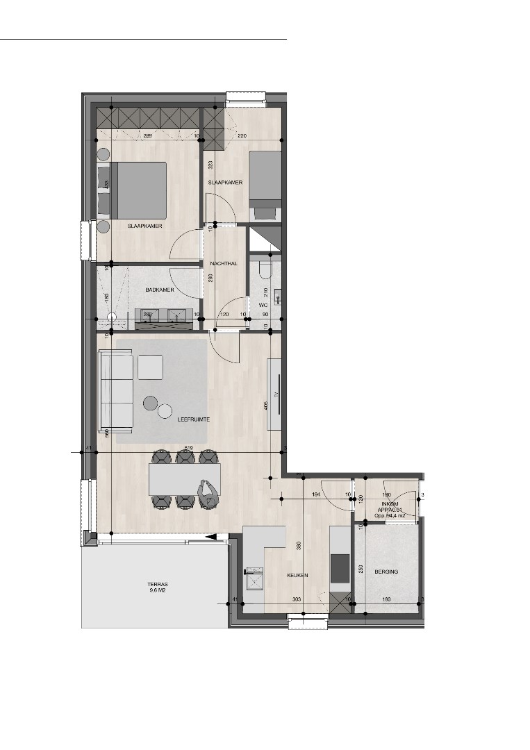 Gelijkvloers appartement van 94,4m&#178; met twee slaapkamers 