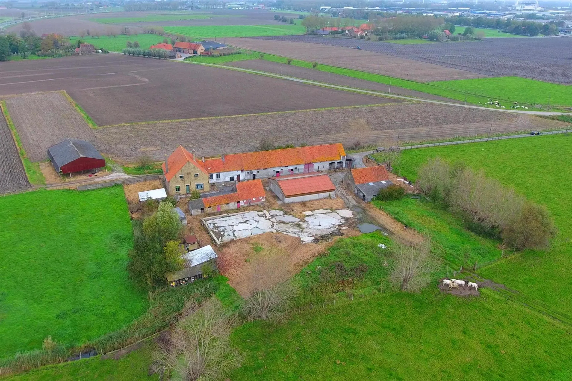 Hoeve met grond op ca 3 hectare gelegen aan recreatiedomein te Brugge.