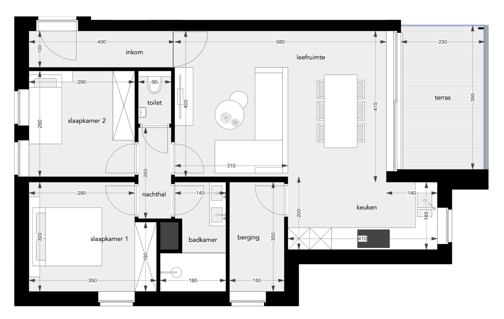 APPARTEMENT 2.1 : 83,01 m2 - 1640 SINT-GENESIUS-RODE 