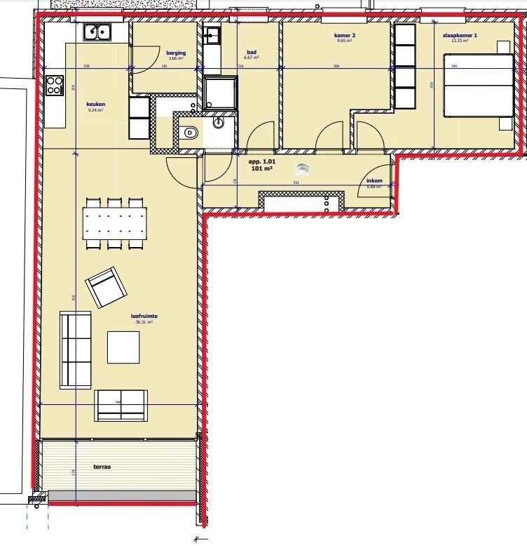 Prachtig 2-slp appartement met zonneterras (garage), Torhout 