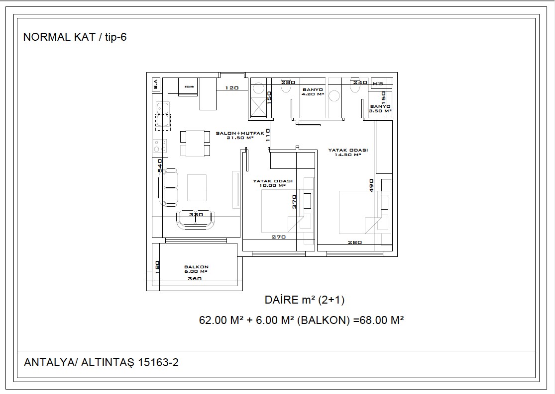 2-slaapkamerappartement met balkon 