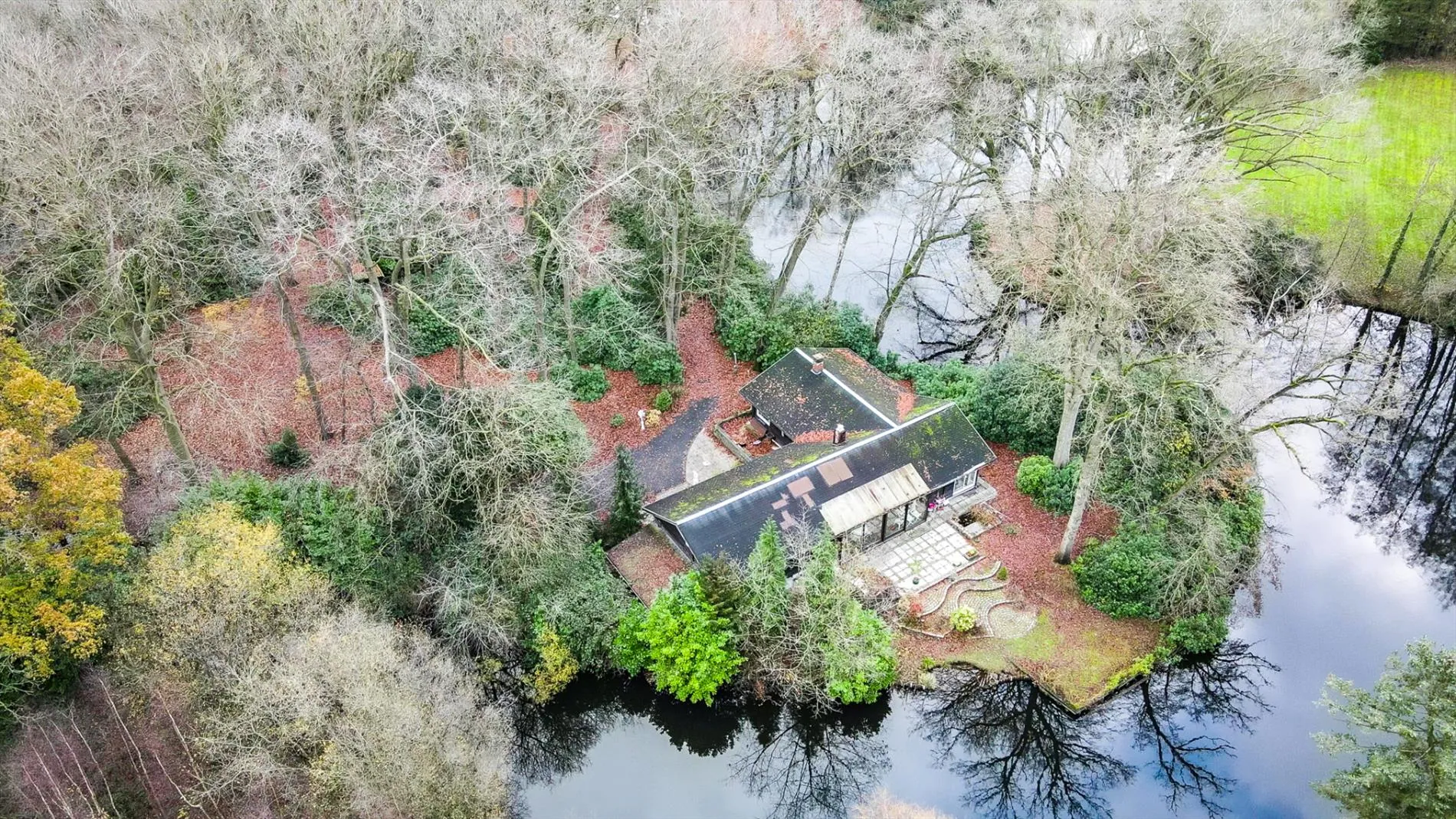 Ruime bungalow met Ardens karakter uiterst privaat gelegen in bosrijk gebied te Snellegem