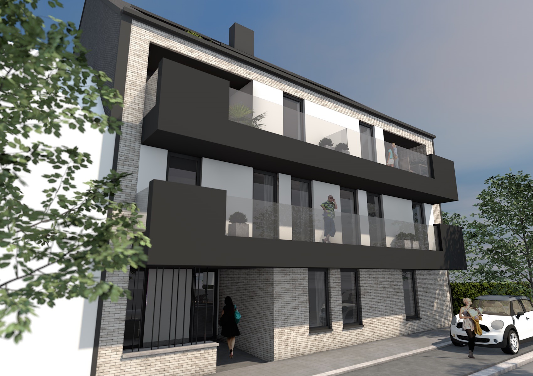 8 moderne appartementen met terras. 