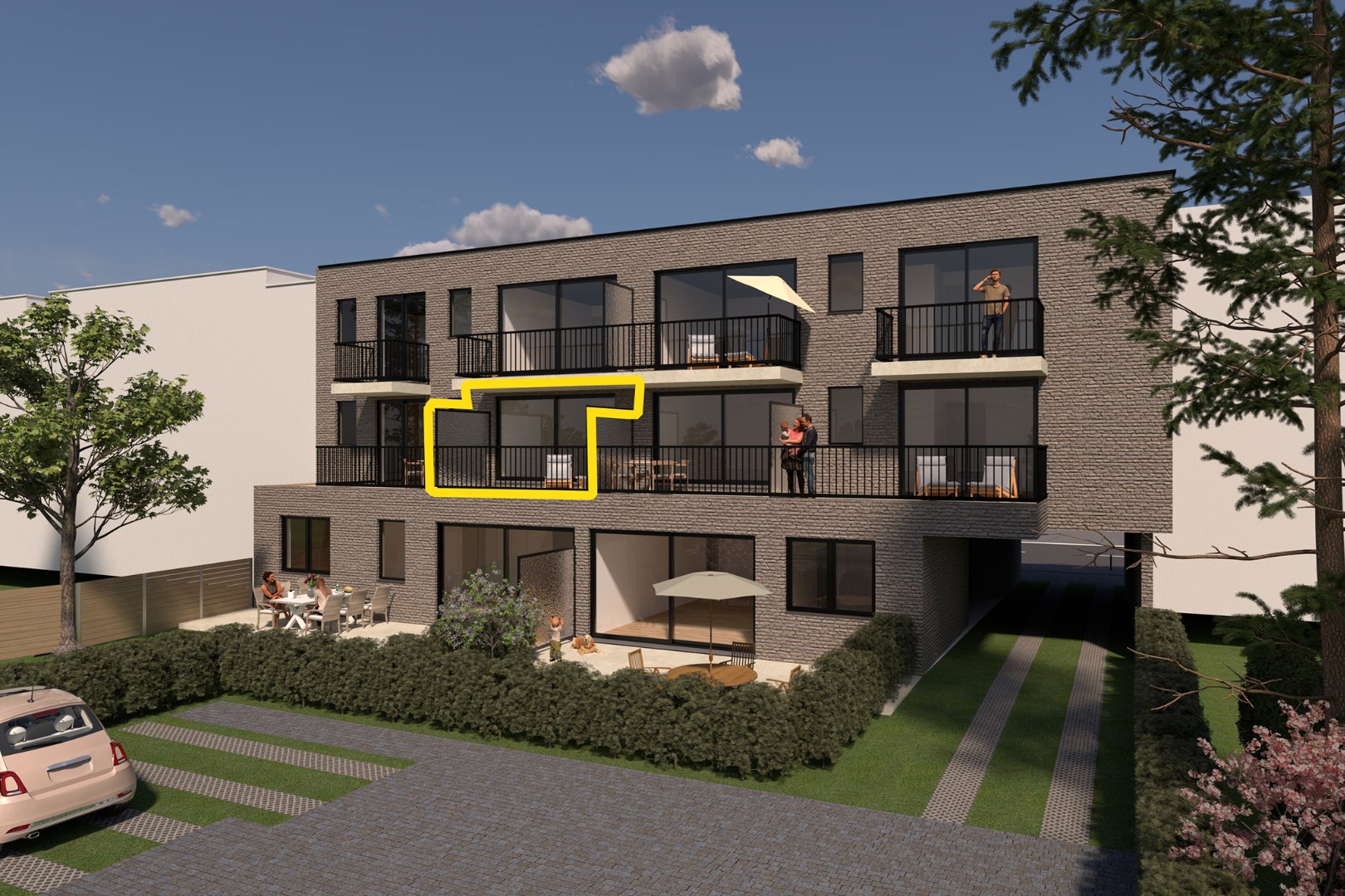 Modern 1-slaapkamer appartement met terras op het 1ste verdiep in residentie Victor 