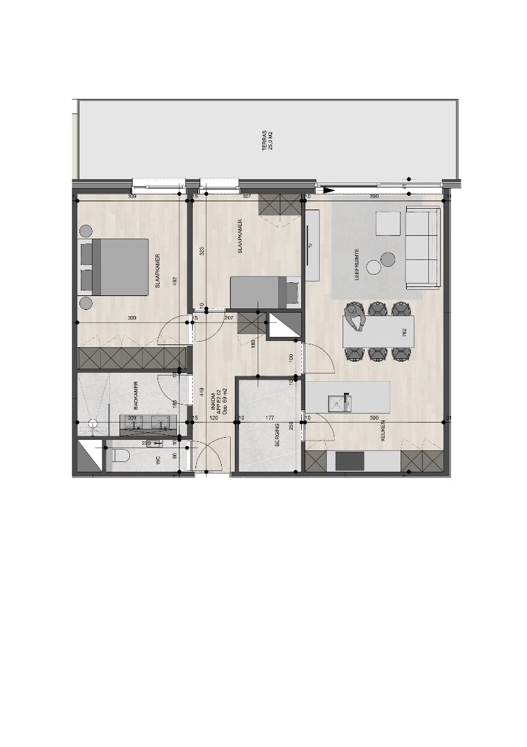 Penthouse op de 2de verdieping van 101,50m&#178; met twee slaapkamers 