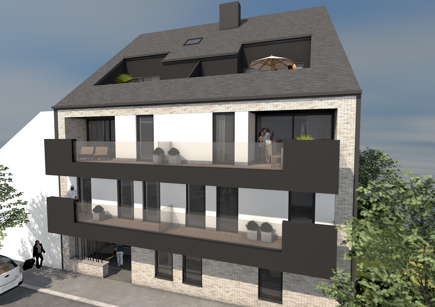 8 moderne appartementen met terras. 