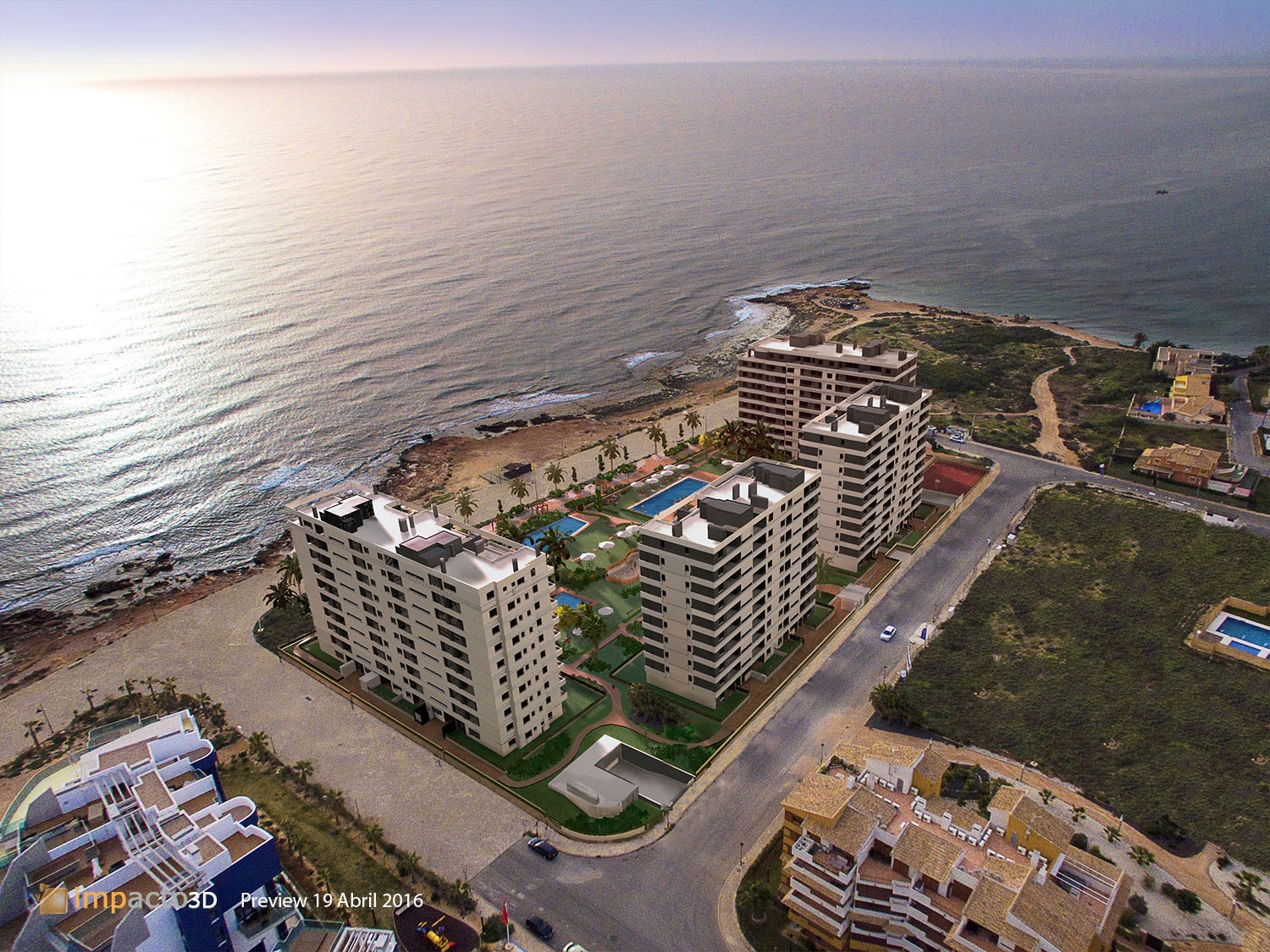 Appartementen op de eerste lijn van de zee en het strand in Punta Prima 