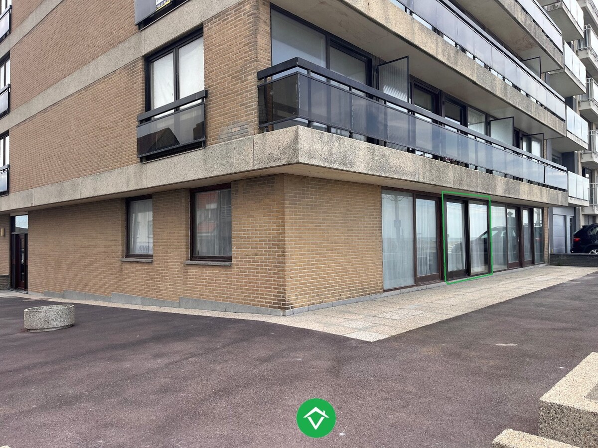 Vernieuwde gelijkvloersstudio met frontaal zeezicht, aan de dijk van Raversijde 