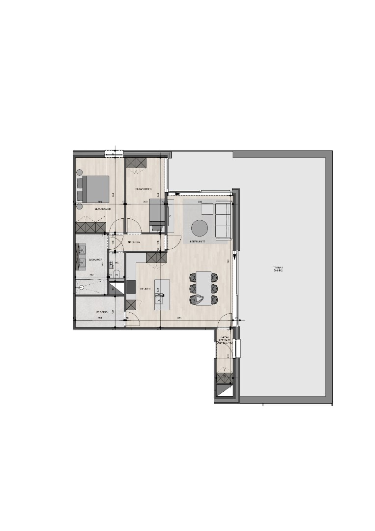 Penthouse op de vierde verdieping van 103,70m&#178; met twee slaapkamers 