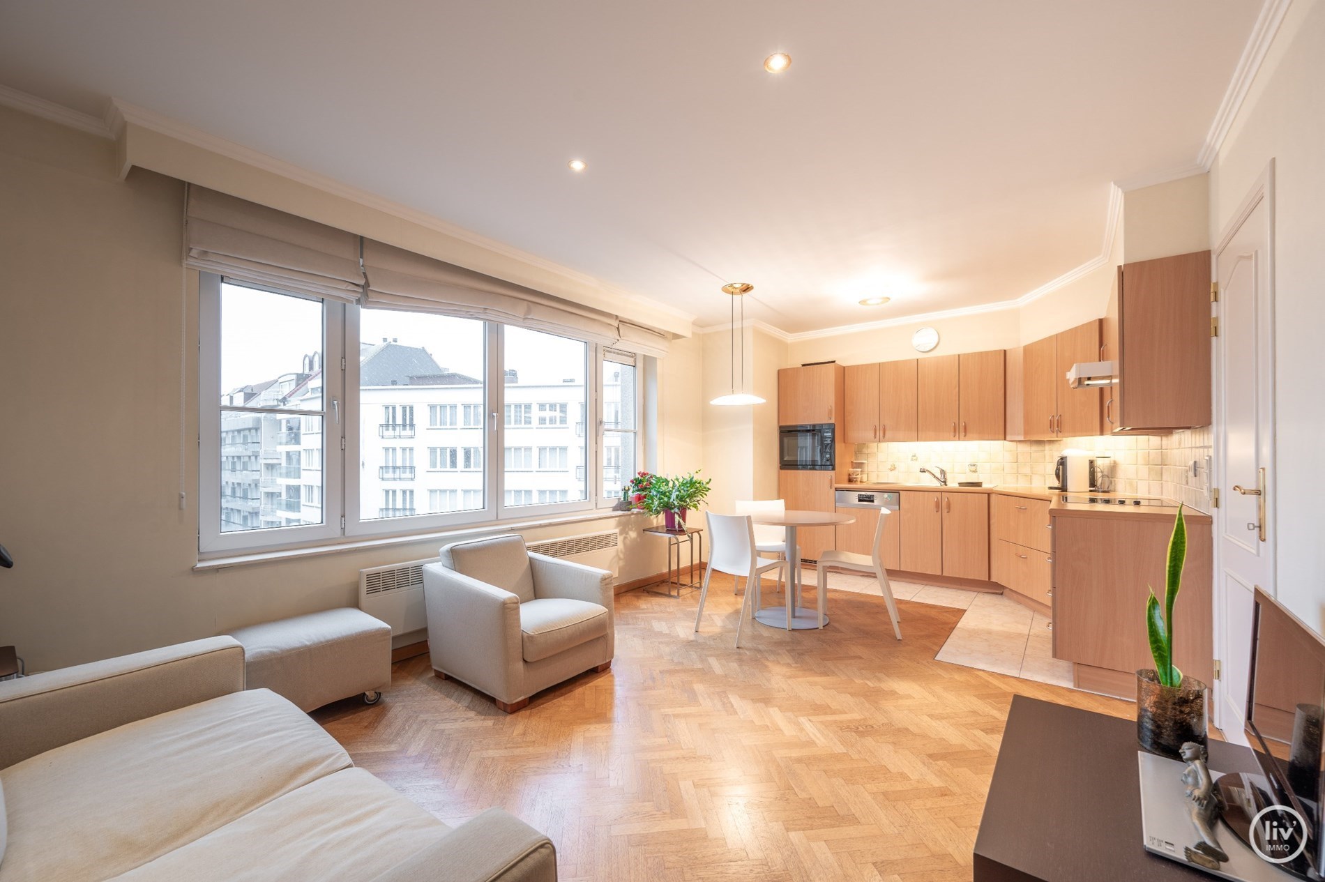 Appartement confortable d&#39;une chambre avec vue d&#233;gag&#233;e sur l&#39;avenue de la Reine, &#224; proximit&#233; de la place Rubens &#224; Knokke. 