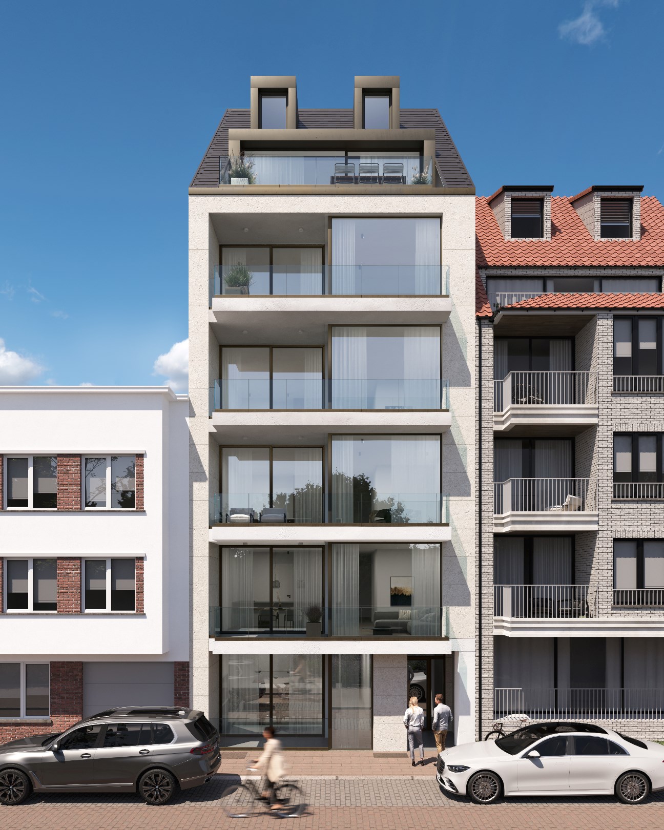Prachtig nieuwbouwproject &#39;South view&#39; met open zichten en 3 slaapkamers centraal gelegen vlakbij de Lippenslaan te Knokke. 