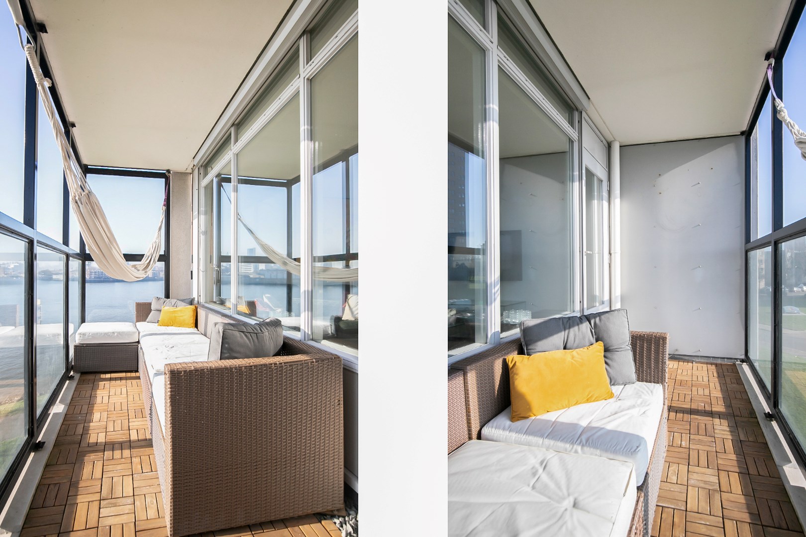 Centraal gelegen 3-kamer appartement gelegen aan en met fenomenaal uitzicht over de Maas, balkon op het Zuiden op de 2e etage. 