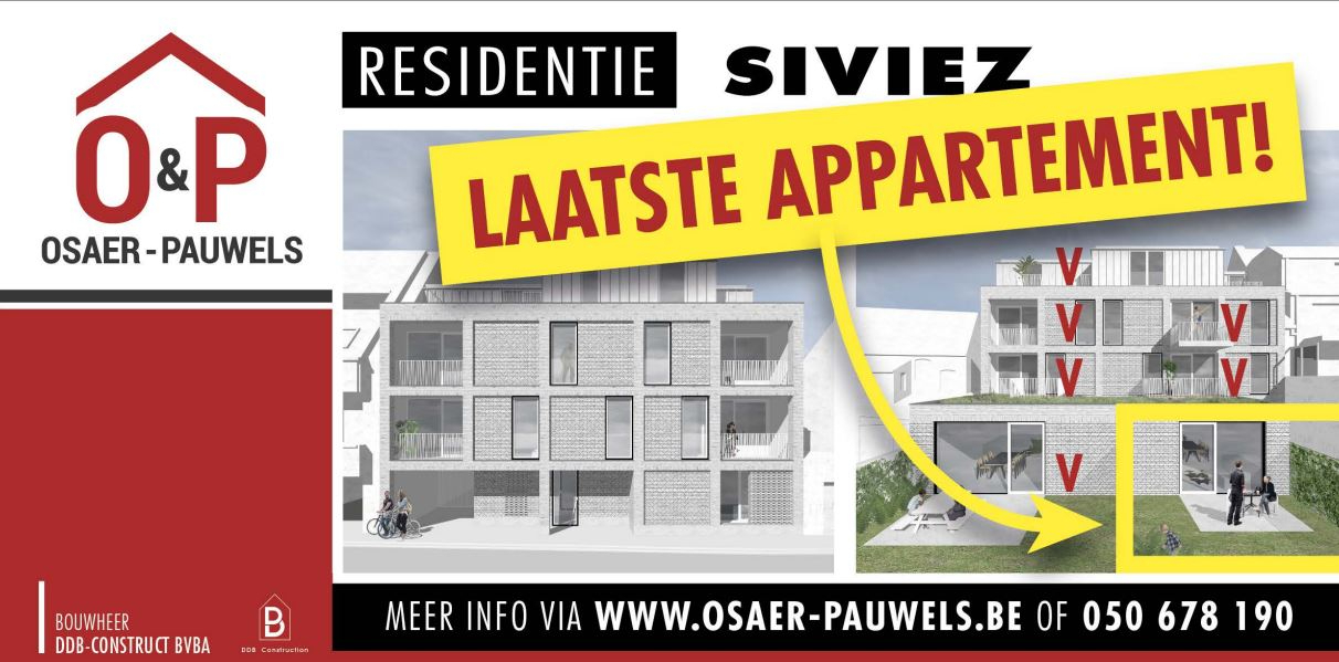 Nieuwbouw appartement, 2 slpk, tuin/zonneterras, centrum Torhout 