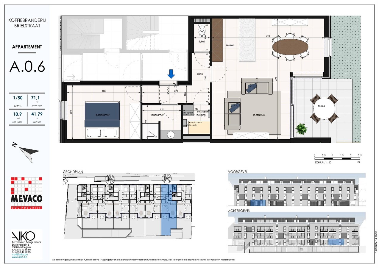 Gelijkvloers appartement met 1 slaapkamer en tuin 