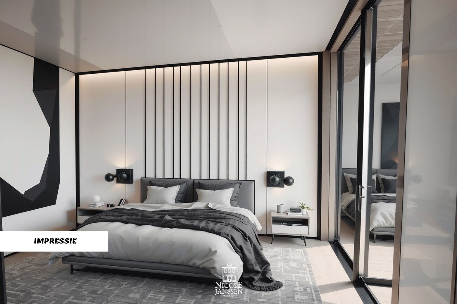 Impressiebeeld van slaapkamer