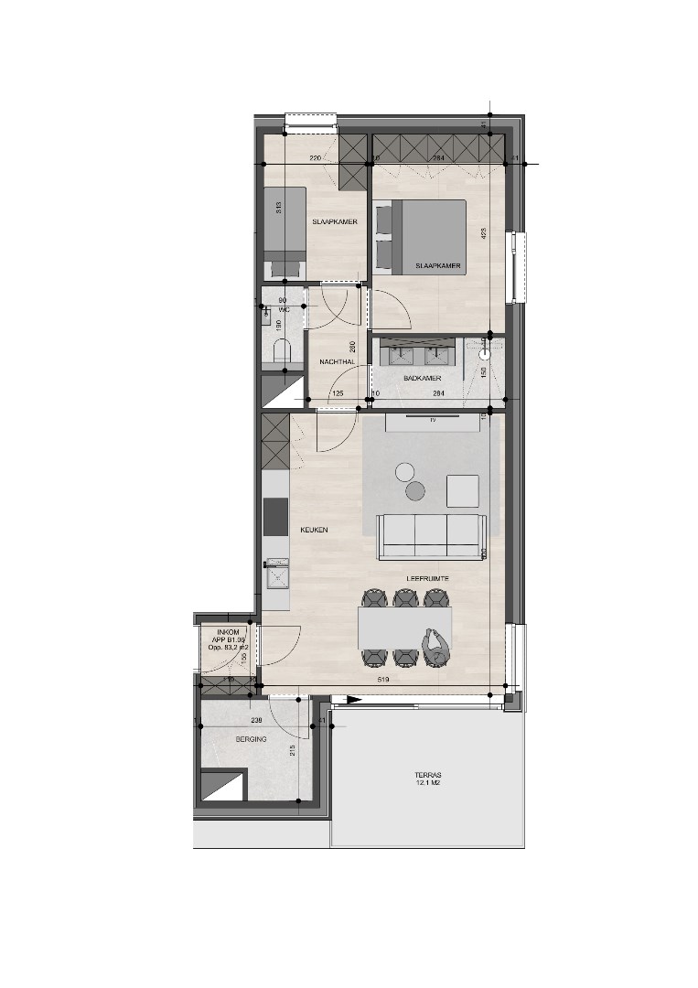 Appartement op de 1ste verdieping van 83,20m&#178; met twee slaapkamers 