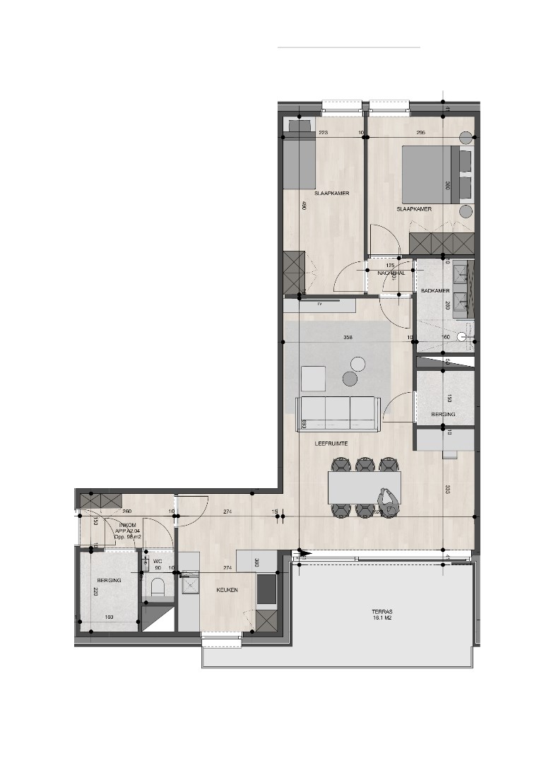 Appartement op de 2de verdieping van 98m&#178; met twee slaapkamers 