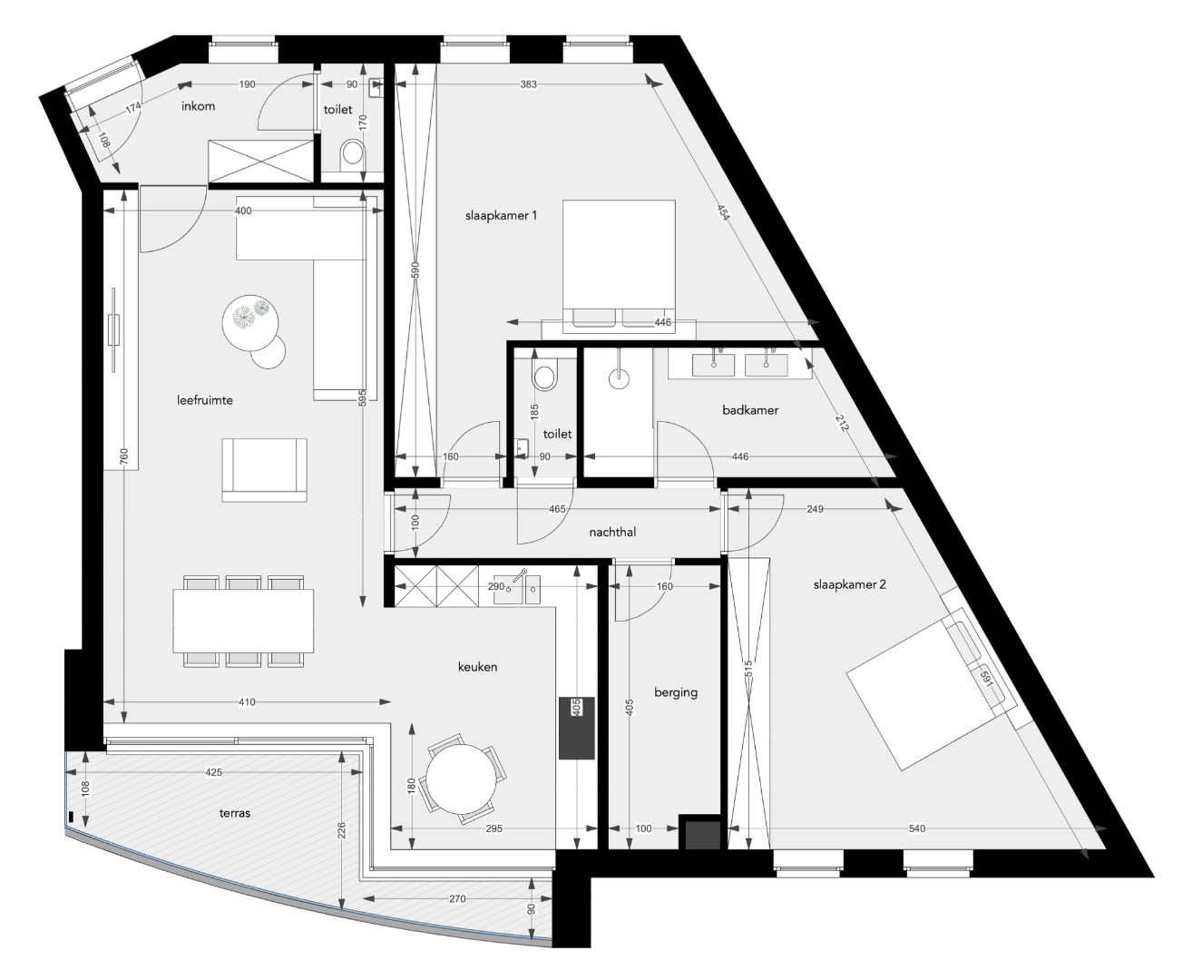 APPARTEMENT 2.4 : 134,84 m2 - 1640 SINT-GENESIUS-RODE 